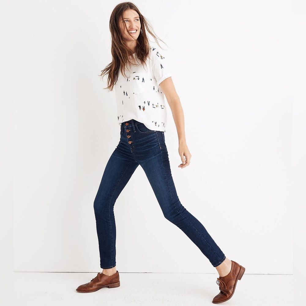 Madewell 11” High Rise Skinny Jeans Size 25 Button Front